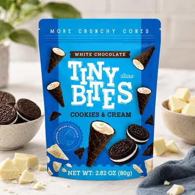 Produktbild von Tiny Bites Waffle Cones Cookies & Cream 80g