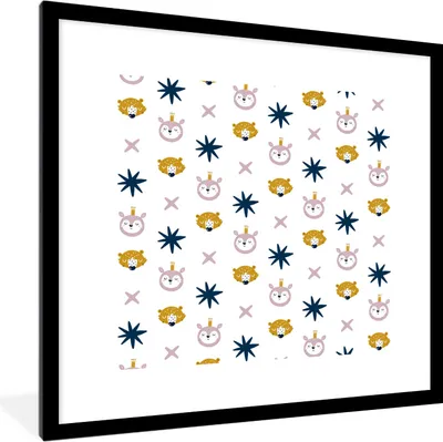 Produktbild von MuchoWow® MuchoWow® Gerahmtes Poster Tiere - Muster - Formen 40x40 cm - Poster mit zchwarzem Bilderrahmen - Poster - Plakat im Rahmen