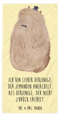Produktbild von Mr. & Mrs. Panda Handtuch Murmeltier - Gelb Pastell - Geschenk, Strandtuch, Respekt, Freundlichkeit, Badehandtuch, Fröhlichkeit, Duschtuch, Anstand, Strandlaken, Großes