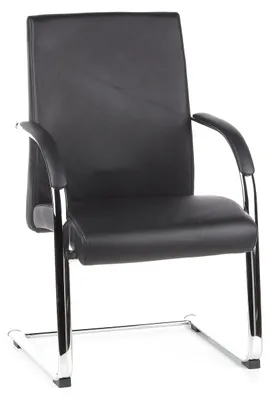 Produktbild von hjh OFFICE Freischwinger mit Armlehnen BAROLO V Leder Stuhl für Büro Zuhause, Besucherstuhl Schwingstuhl bis 110 kg belastbar