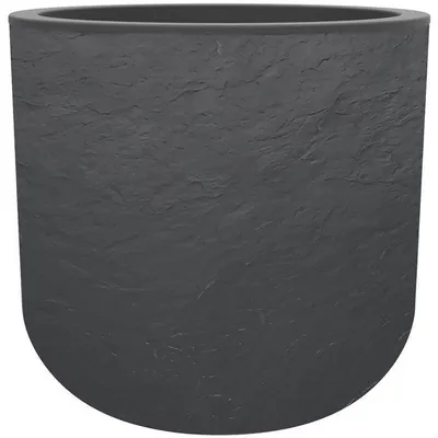 Image de Pot de fleurs Rond EDA Volcania Up, 32,5 L, Ø 38,5 x H 36,8 cm, Intérieur/Extérieur, Décor Pierre, Gris Anthracite