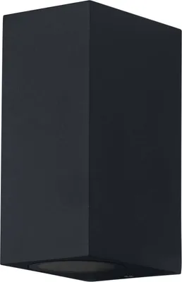 A black rectangular outdoor light fixture.