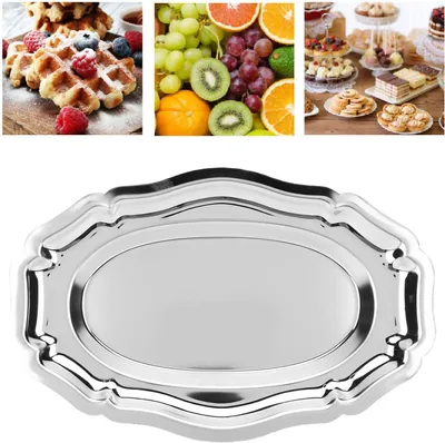 Produktbild von Ovales Serviertablett aus Edelstahl für Desserts und Feiern