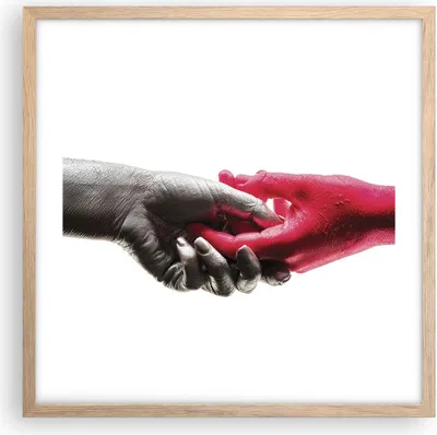 Produktbild von Gerahmtes Poster - Rahmen in heller Eiche - Hilfe Hände Symbol - 50x50 cm - Wand Bild - Wanddeko - Wandbilder - Kunstposter - Wandposter - Bilderrahmen - Bilder - Kunstdruck - P2NAC50x50-4483
