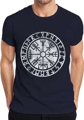 Produktbild von Vegvisir Wikinger Kompass Nordisch Runenkreis Schutzsymbol North Herren T-Shirt, Navy, XXL