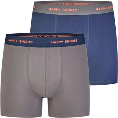 Produktbild von Happy Shorts Herren Boxer Jersey 2-Pack grey-navy - Größe L