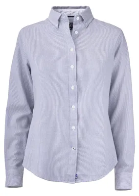 Produktbild von Cutter & Buck - "Belfair" Button-Down-Hemd für Damen ET788 (S) (Graublau/Weiß gestreift)