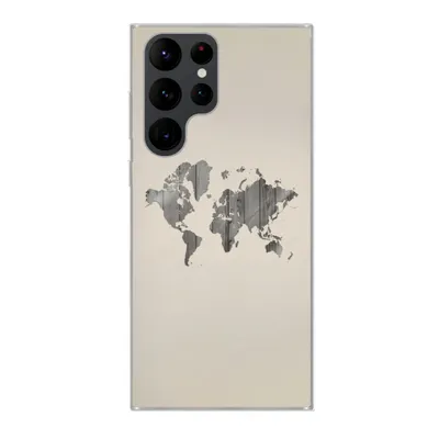 Produktbild von MuchoWow® Handyhülle Schutzhülle Hülle für Samsung Galaxy S22 Ultra Weltkarte - Holz - Regal Silikon Softcase Handy Hülle - Abbildung