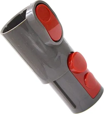 A gray and red vacuum cleaner adapter against a white background.