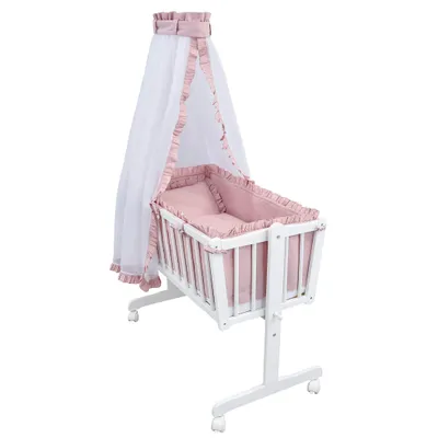 Produktbild von Baby-Delux Wiegenset Bettwäsche Set 6-tlg für Babywiege Royal Rosa Rüsche (ohne Wiege)