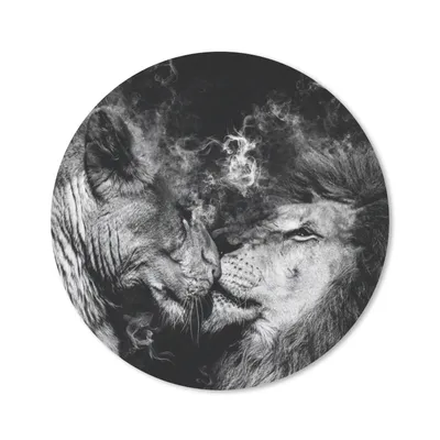 Produktbild von MuchoWow® Mauspad Mousepad Löwe - Rauch - Liebe - Schwarz - Weiß 20x20 cm - Mousepads - Maus Mat - Pad - Mausunterlage - Schreibtischmatte