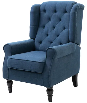 Produktbild von Relaxsessel mit abnehmbarem Bezug, Ohrensessel gepolstert, Loungesessel mit Diamant-Tufting, Blau | Holzrahmen | bis 160 kg | 74 x 86 x 102 cm
