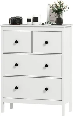 Immagine prodotto di Cassettiera con 4 cassetti, per abiti e biancheria da letto, soggiorno, camera da letto, corridoio, truciolato, bianco
