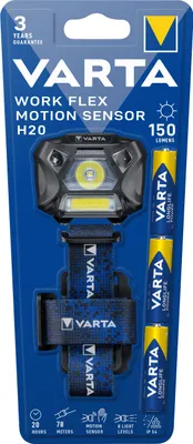 Zdjęcie produktu dla Varta WORK FLEX MOTION SENSOR H20, Latarka czołowa, Czarny, Niebieski, 2 m, IP54, LED, 3 W