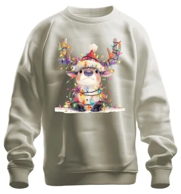 Productafbeelding van Schattige rendierlichtjes kerstcadeau voor kinderen, uni sweatshirt, natuur, L
