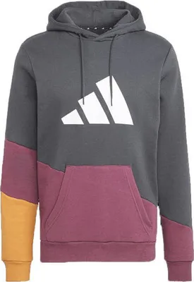 Produktbild von adidas Hoodie Carbon Größe M mit Blockmuster, Kapuze und Kängurutasche
