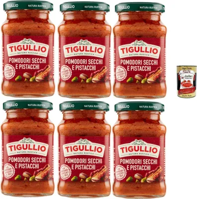 Produktbild von Star Tigullio: "Gran Pesto Pomodori Secchi e Pistacchi" getrocknete Tomaten und Pistazien Pesto – 6x 190g + Italian Gourmet polpa 400g