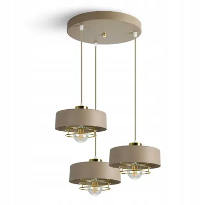 Obrázek produktu pro Luxolar závěsné svítidlo béžově zlaté 3 plameny E27 LED 60W - moderní závěsné svítidlo s kovovým drátěným krytem - stropní svítidlo obývací pokoj