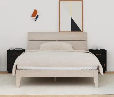 Produktbild von The Living Store Nachttische 2 Stk. Schwarz 40x34x55 cm Massivholz Kiefer