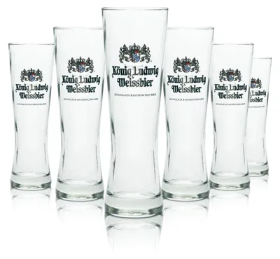 Produktbild von 6x König Ludwig Bier Glas 0,3l Weißbier Hefe Weizen Pokal Gläser Gastro Geeicht