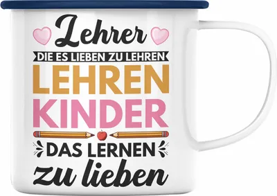Produktbild von Trendation - Lehrer Abschiedsgeschenk Lehrerin Geschenk Emaille Tasse zum Abschied Klassenlehrerin Danke Geschenkidee (Blau)