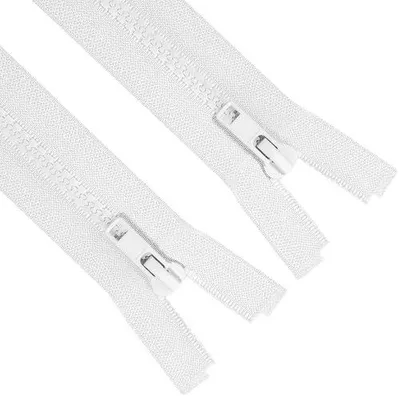 Zdjęcie produktu dla Zamki błyskawiczne białe do szycia 76 cm tworzywo plastikowe 2 szt.