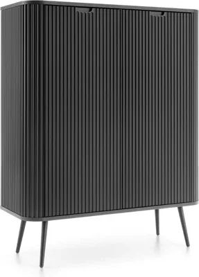 Produktbild von YOURHOUSE24 Highboard Zova K-103 zweitürige Kommode, kanneliert, abgerundet (Farbe: Schwarz)