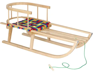 Produktbild von Schlitten + Rückenlehne | Schlitten & Zubehör | Winterspielzeug | Lackiertes Buchenholz | Natur/Multicolor