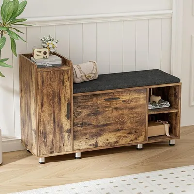 Imagen del producto de Zapatero con asiento, y compartimento abatible con separador ajustable
