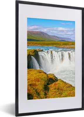 Produktbild von MuchoWow® Gerahmtes Poster Wasserfall - Wasser - Natur 40x60 cm - Poster mit Schwarzem Bilderrahmen Wandposter Rahmen Foto Bilder - Poster in Rahmen