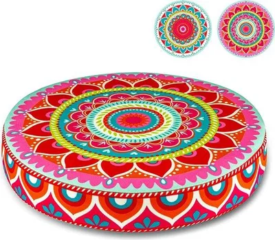 Zdjęcie produktu dla Kolorowe poduszki do siedzenia, okrągłe, 38 x 6 cm, ogromny wybór, mandale, kwiaty, lilie wodne, tęcze, poduszki do salonu i ogrodu, rolety podłogowe dla dzieci