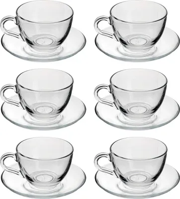 Produktbild von Pasabahce 12-dielna súprava šálok s podšálkou pre 6 osôb - sklenené šálky na turecký čaj, kávu, cappuccino - šálky na čaj šálky na kávu poháre na čaj