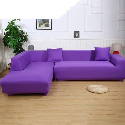 Produktbild von ele ELEOPTION 2 pcs 3 Sitzer Sofahussen Sofabezug Stretch elastische Sofahusse Sofa Abdeckung 170-220cm, Lila