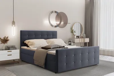 Produktbild von Kaiser Möbel Boxspringbett 160x200 mit bettkasten und matratze+topper, Schlafzimmerbett AMOR Dunkelgrau
