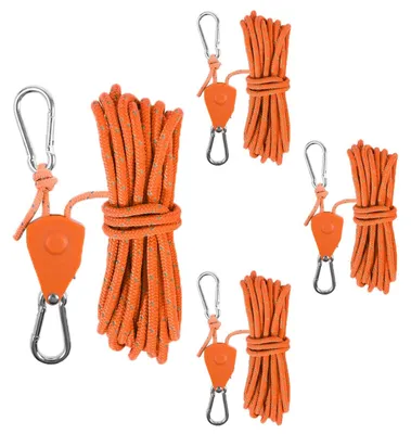 Produktbild von 4 Stück Campingseil mit Verstellbarem Flaschenzug - Reflektierende Abspannleinen