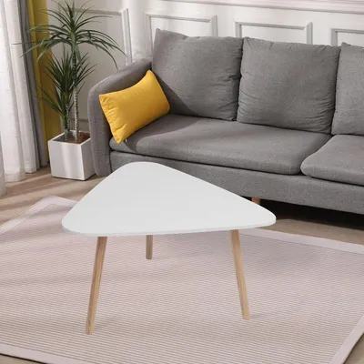 Produktbild von Happy Home Beistelltisch Couchtisch Kleiner Sofatisch Kaffeetisch fürs Wohnzimmer Schlafzimmer Modern Dreibein Holz 80 cm x 80 cm x 48 cm