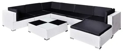 Obrázek produktu pro vidaXL 8dílná zahradní lounge souprava s polštáři Poly ratan bílá
