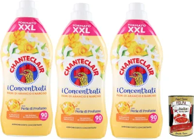 Produktbild von CHANTECLAIR i Concentrati Ammorbidente Sublime Fiori di arancio e Narciso Orangen und Narzissenblüten Weichspüler 3x 1800ml lang anhaltender Duft 70 Wäschen Waschmittel + Italian Gourmet polpa 400g