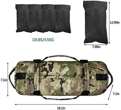 Productafbeelding van Fitness Zandzak - Oefen Zandzak - Kracht Training - Verstelbaar Gewicht - 48x20cm - Camouflage