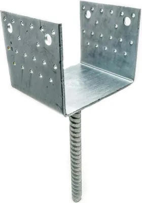 Produktbild von BKshop | Pfostenträger | U-Form | 141x125x60mm | Balkenschuh, Bodenhülse, Pfostenschuh für Terrassen und Zäune, Galvanisch Verzinkt, Edelstahl