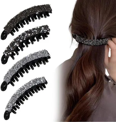 Produktbild von Bananenhaarklemmen mit Glitzerperlen, Vintage-Pferdehalfterklemm, Anti-Slip Pferdehalfterklemm