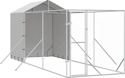 Produktbild von vidaXL Outdoor-Hundezwinger mit Dach Silbern 2x6x2,5m Verzinkter Stahl