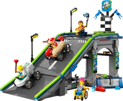 Produktbild von LEGO City Keine Limits: Seifenkistenrennen mit Rampe - Bauspielzeug für Jungen und Mädchen ab 6 Jahren - Set mit 2 Seifenkisten & 4 Rennfahrer Minifiguren - Geschenkidee für Kinder 60460