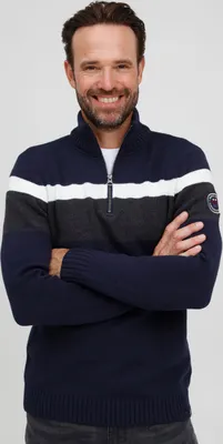 Produktbild von FQ1924 FQEdvin Herren Strickpullover Troyer Grobstrick Pullover mit Stehkragen