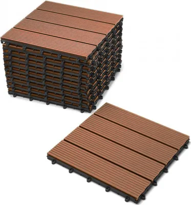 Produktbild von Terrassenfliesen Balkonfliesen WPC 11 Stück=1 m² teakfarben