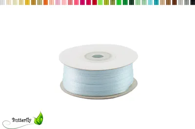 Produktbild von Satinband 3mm x 91m Rolle, Farbe:099 hell blau