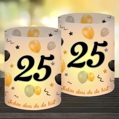 Productafbeelding van 12 Windlichten voor Tafeldecoratie 25ste Verjaardag