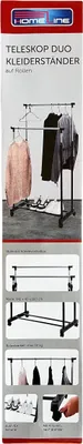 Produktbild von HOMELINE Kleiderständer doppelt 79/82x42x90-155 cm Kleiderstange mit Ablage, Rollen Gaderobe