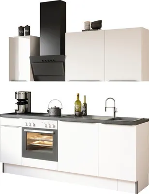 Produktbild von Optifit Küchenzeile ohne Geräte Arvid986 210 cm weiß glänzend zerlegt Variante reversibel KCAV 218OE-8+