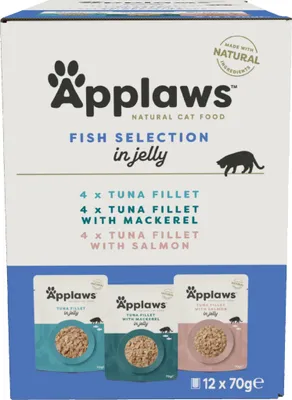 Produktbild von Applaws Premium Natural Nassfutter für Katzen, Fischauswahl in Gelee 70g Portion